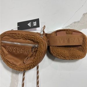 IVY PARK Mini Chest Bag with Shearling Trim in Cognac